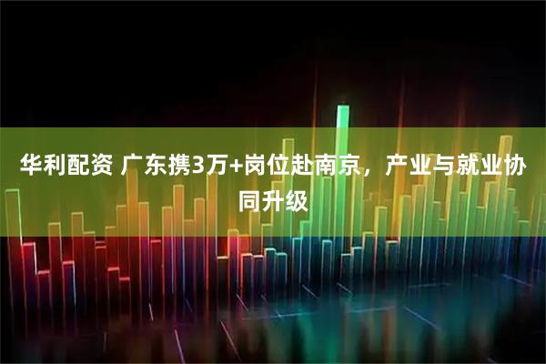 华利配资 广东携3万+岗位赴南京，产业与就业协同升级